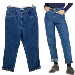 LL Bean Flannel Lined Ultra High Rise Tapered Leg Double L Jeans Size 10R